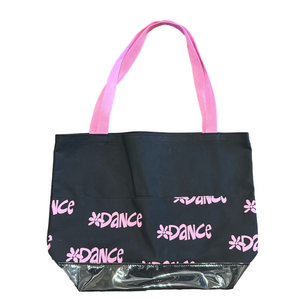 Dance Pink and Black Floral Canvas Tote Bag